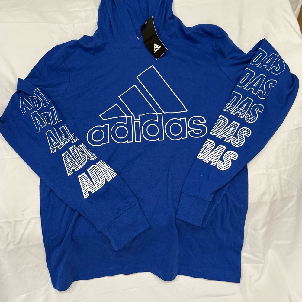 Adidas Men's Bold Blue Logo Hoodie